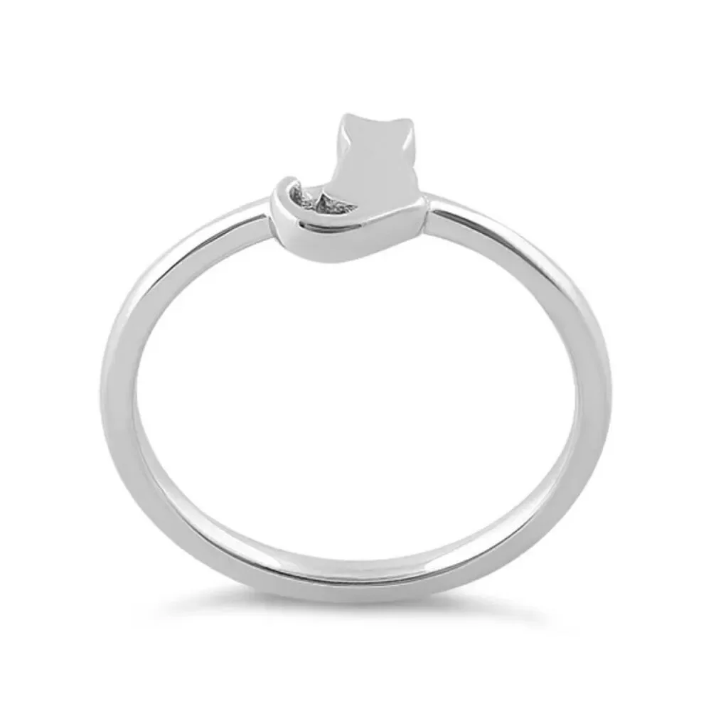Sterling Silver Plain Cat Ring New